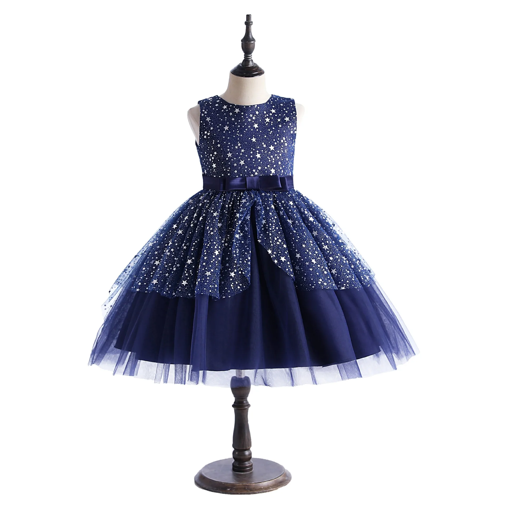

Children's net gauze tutu skirt girls piano performance clothes sleeveless fairy princess dress flower Star dress skirt
