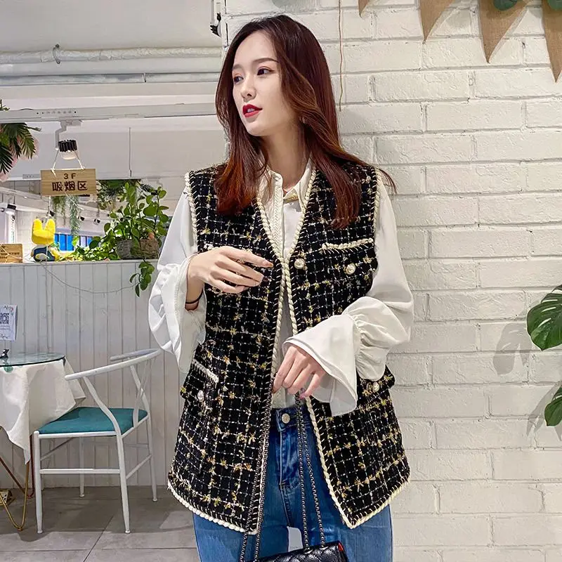 Женский вязаный кардиган осень-зима свитер без рукавов повседневный жилет