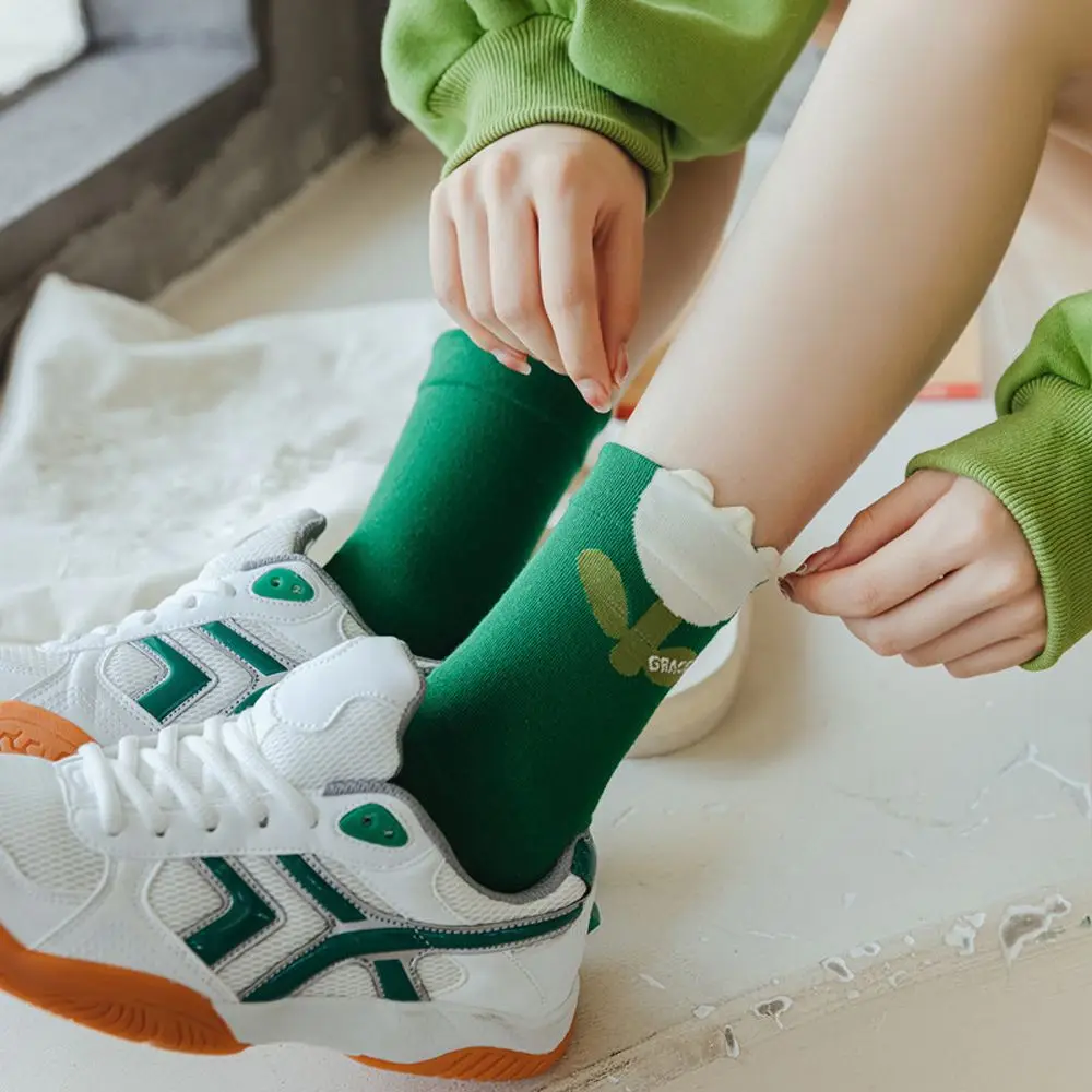 

Хлопковые носки в стиле Харадзюку для девочек, уличная одежда, модные женские гольфы средней длины, цветные носки в Корейском стиле