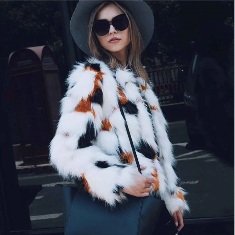 Color mixing faux mink leather jacket womens winter warm fur leather short coat women slim jackets jaqueta de couro fashion
