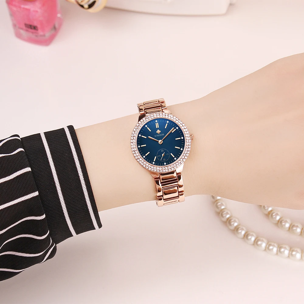 WWOOR Women Watch Luxury Brand Fashion Casual Dress Waterproof Rose Gold Diamond Quartz Ladies Wrist Watch Gift Relogio Feminino