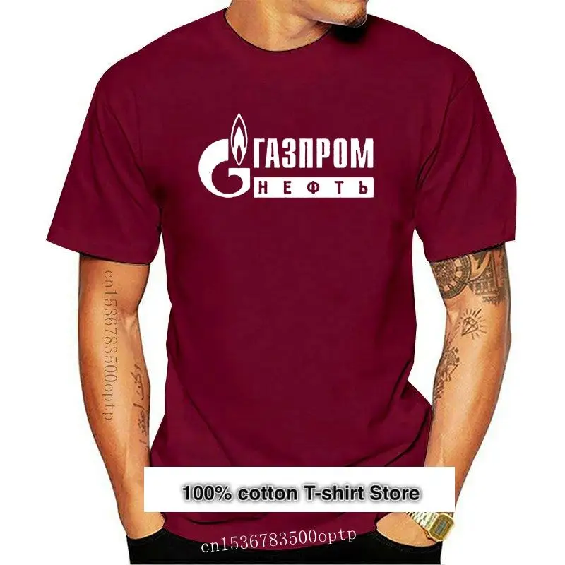 

Camiseta negra Gazprom Rusia 2021 para hombre, Camisetas estampadas de manga corta con cuello redondo