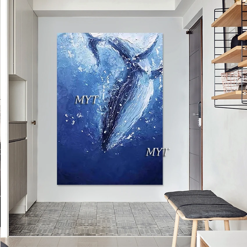 3D животное современное искусство холст картина без рамки киты в глубоком море