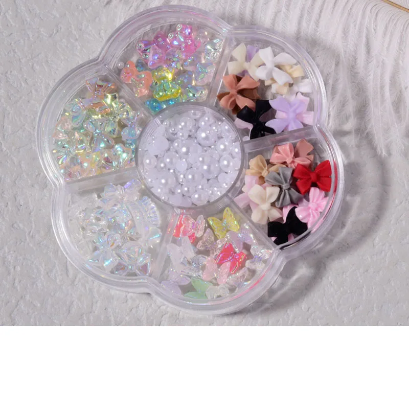 Фото Смешанные стили стразы жемчужные 3D украшения металлический бант Аврора Медведь Бабочка бусины Шпильки кристаллы аксессуары для дизайна но... №4