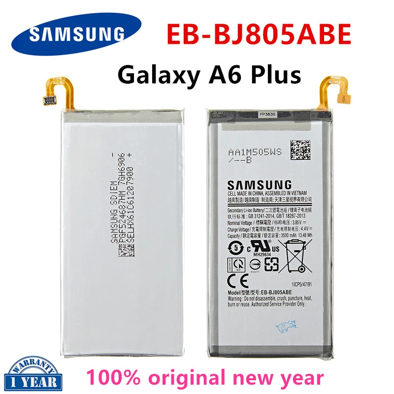

SAMSUNG Orginal EB-BJ805ABE 3500mAh Battery for Samsung Galaxy A6 Plus A6+ SM-A605F A605G A6050 A605K A605FN A605GN A6058