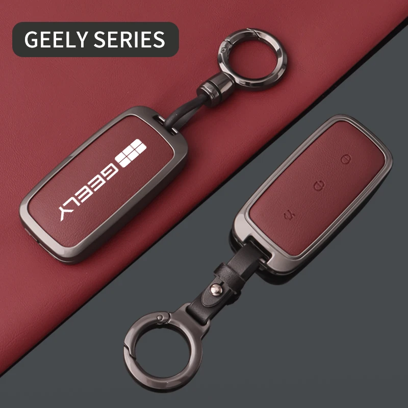 Фото Подходит для Geely Galaxy L6 L7 E8 E5 Xingyao 8, чехол для автомобильного ключа из цинкового сплава и кожи, высококачественный брелок для ключей, автомобильные аксессуары №5