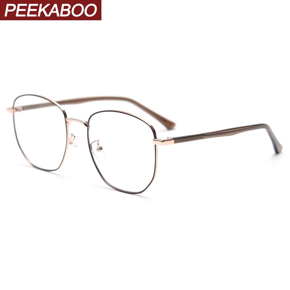 

Peekaboo metal glasses frame for men korean style clear lens male square glasses for women high quality gold silver unisex
