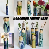 bohemian family vase creative flower bottle funny humanoid resin plant container home office decor living room tabletop decor