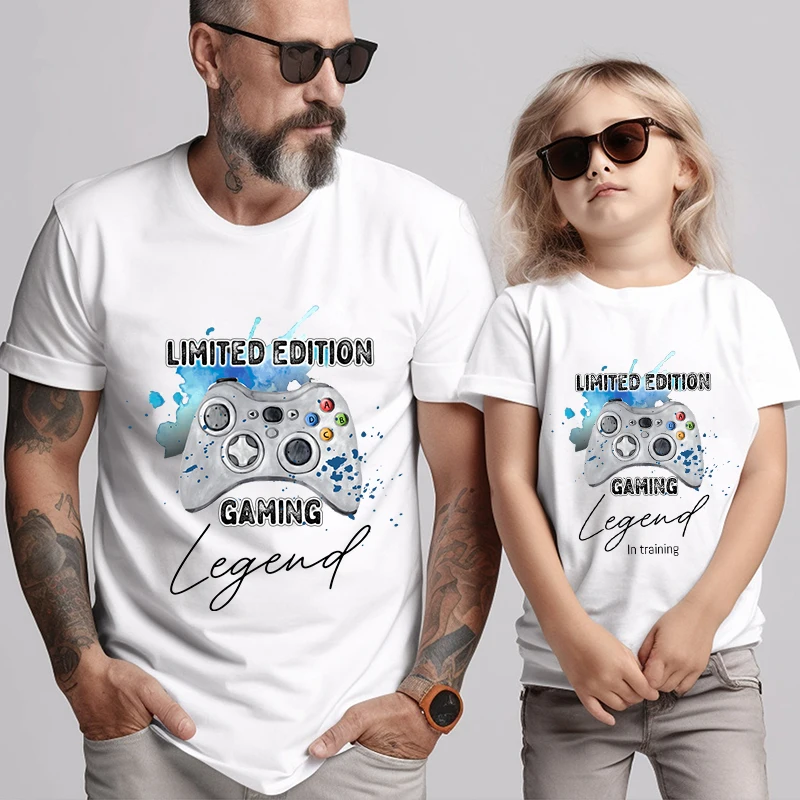 Funny Family Look Dad Son T Shirt Limited Edition Gaming Print Family Matching Outfits New Cute Mother Daughter Matching Clothes