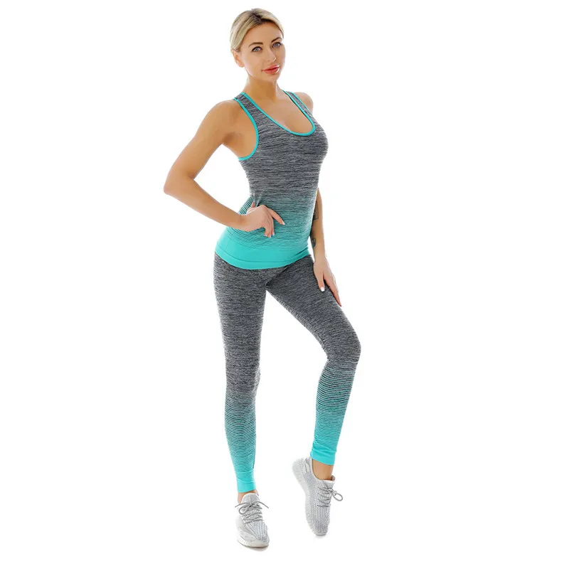 

Sport Outfits For Women's Gym 2 Piece Sets Workout Top Yoga Active Wear Kit Fitness Leggings Tracksuit Clothes Female Sportswear