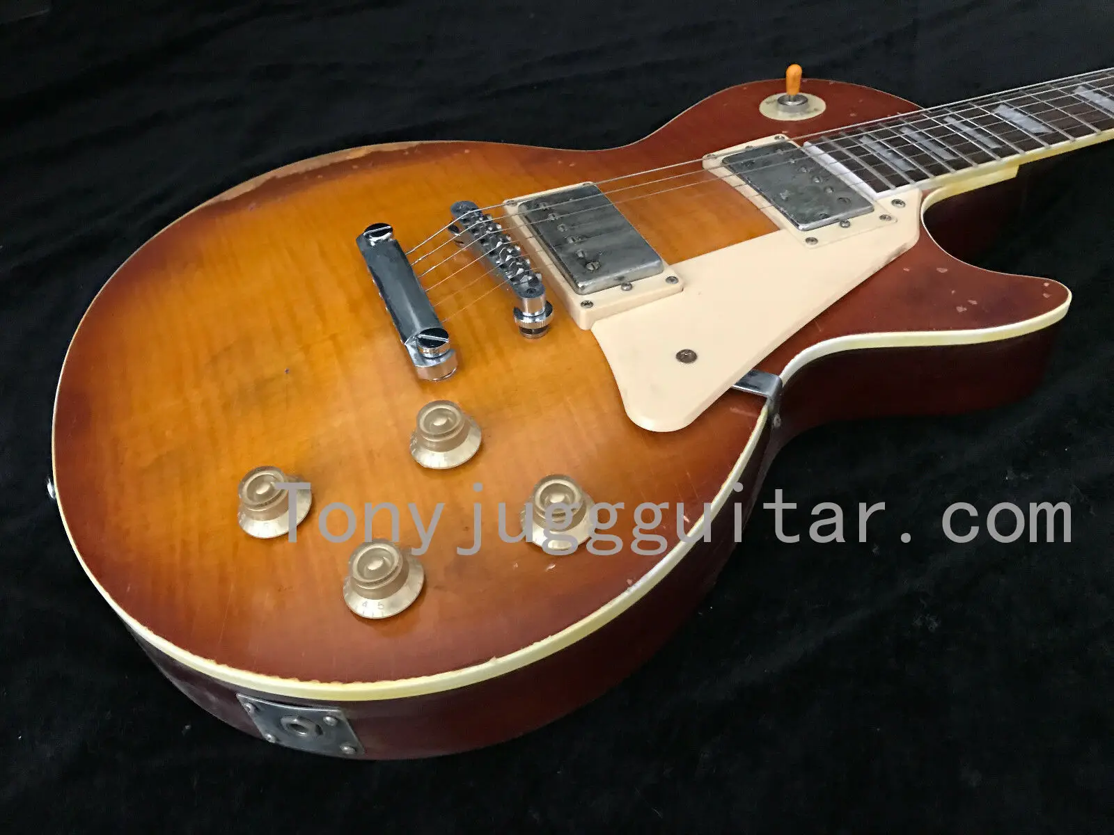 

1959 Relic Nitrolacquer VOS Amber Burst Flame Maple Top Electric Guitar One Piece Mahogany Body and Neck (No Scarf Joint),