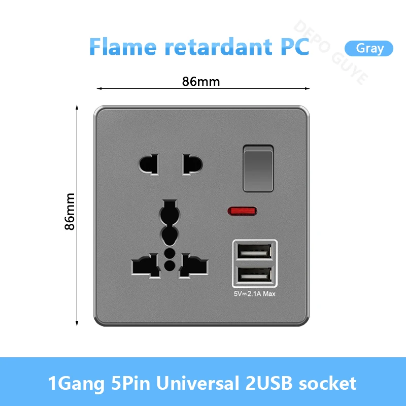 

Розетка Depo Guye с USB, серая