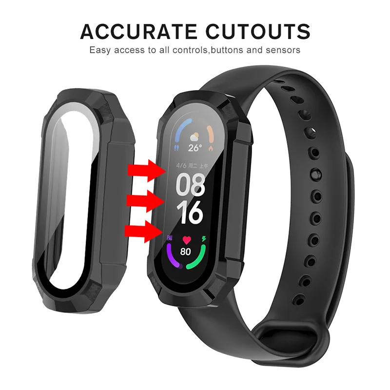 Защитное стекло экрана и чехол для Xiaomi Mi Band 7PRO 7 6 5 4, защитный браслет для PC, 2 в 1 умный чехол для часов с полной защитной пленкой.