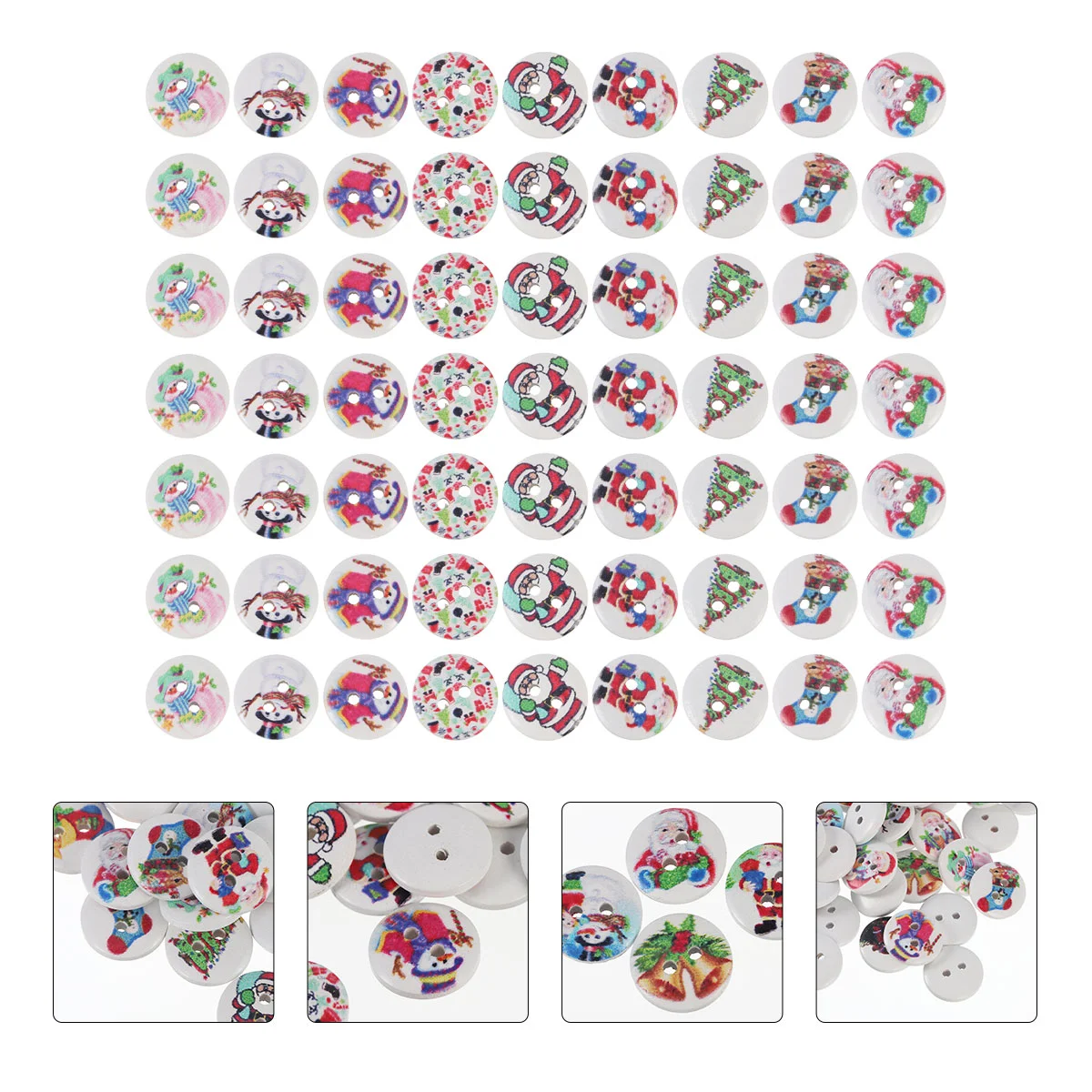 

Buttons Button Sewing Woodenchristmas Crafts Santa Diy Embellishments Decorative Kids Round Printed Flower Cartoon Assorted Set
