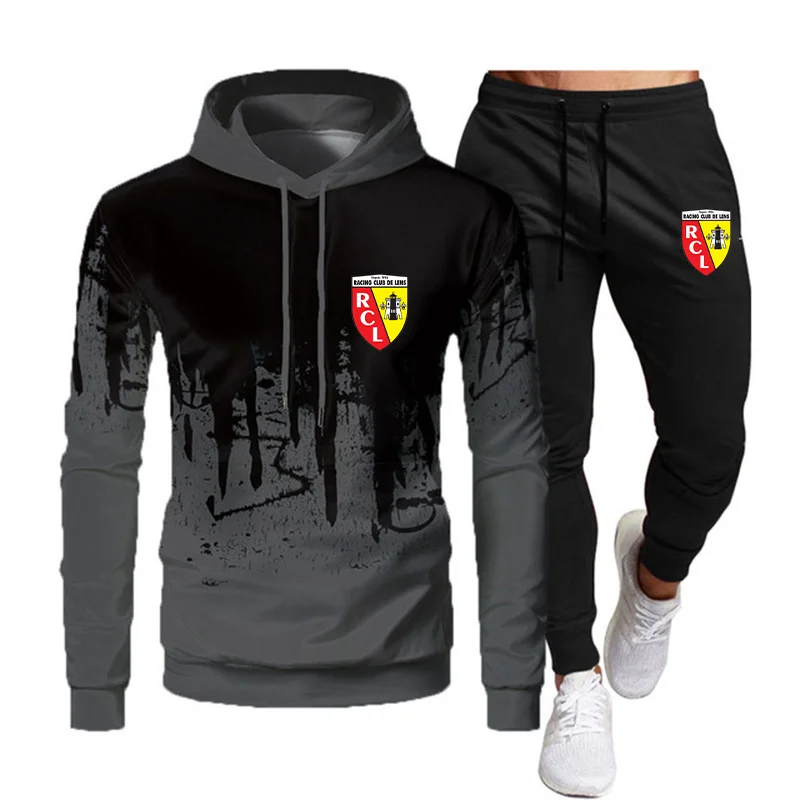 Спортивный костюм мужской с принтом черепа свитшот капюшоном и брюки на шнуровке