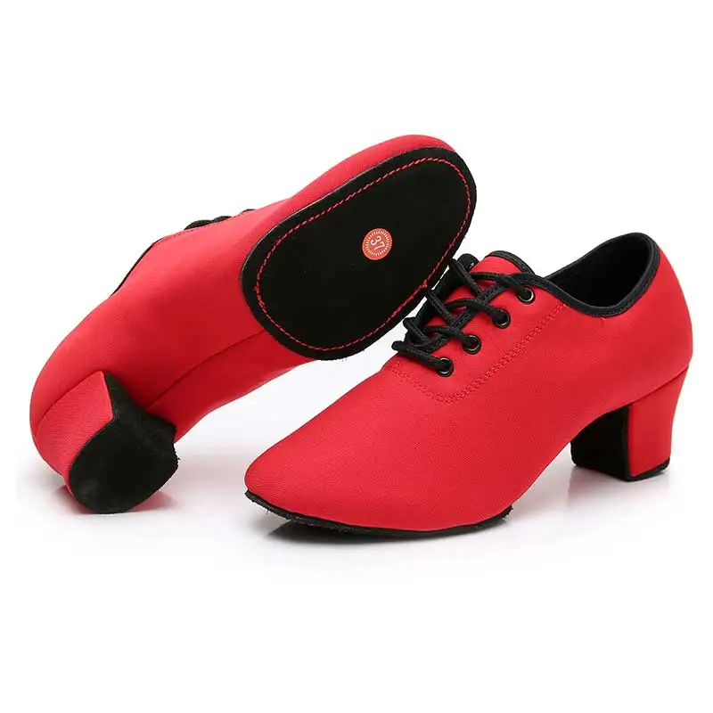 Modern Latin Dance Ballroom Shoes Oxford Cloth Shoes Latin Dance Shape Training Ladies Shoes Breathable Soft Shoes fro Women