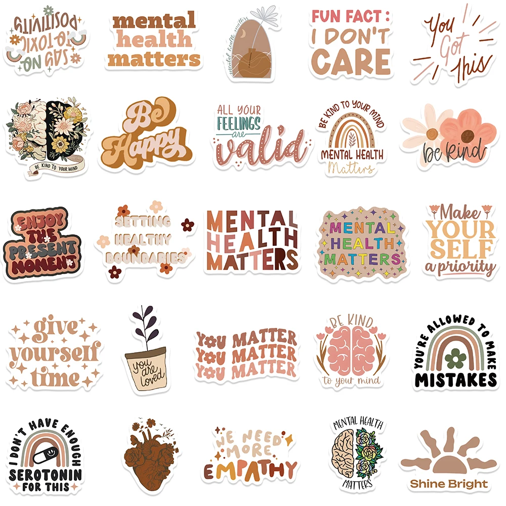 50 шт. стикеры в стиле бохо умственное здоровье эстетические наклейки для