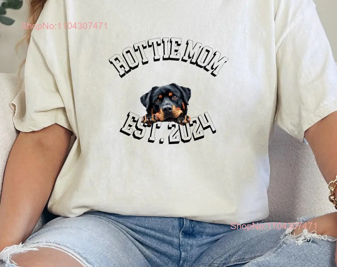 Футболка Rottie Mom для мамы футболки с собакой Ротвейлером длинными или короткими
