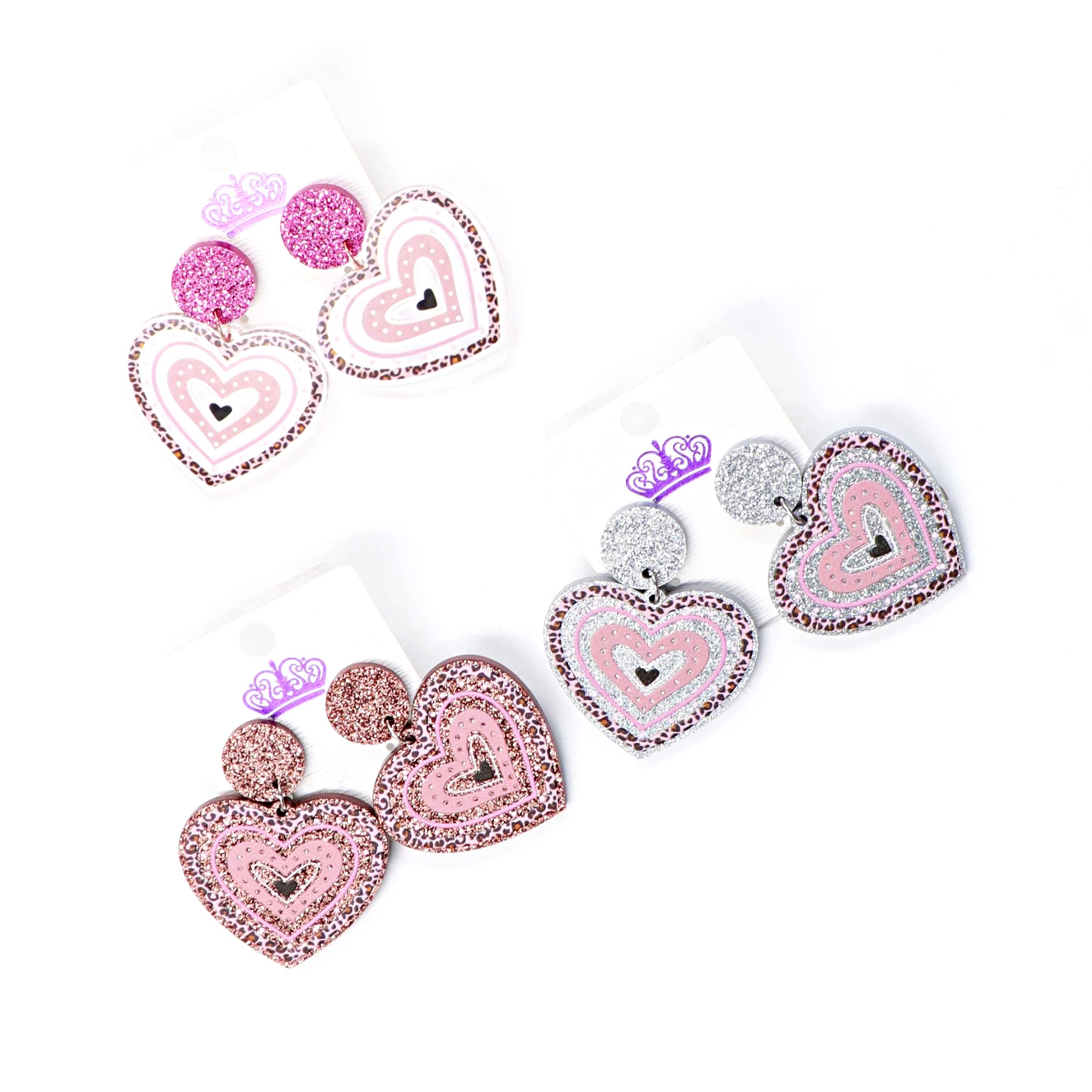 Акриловые серьги-подвески в форме сердца Rainnbow