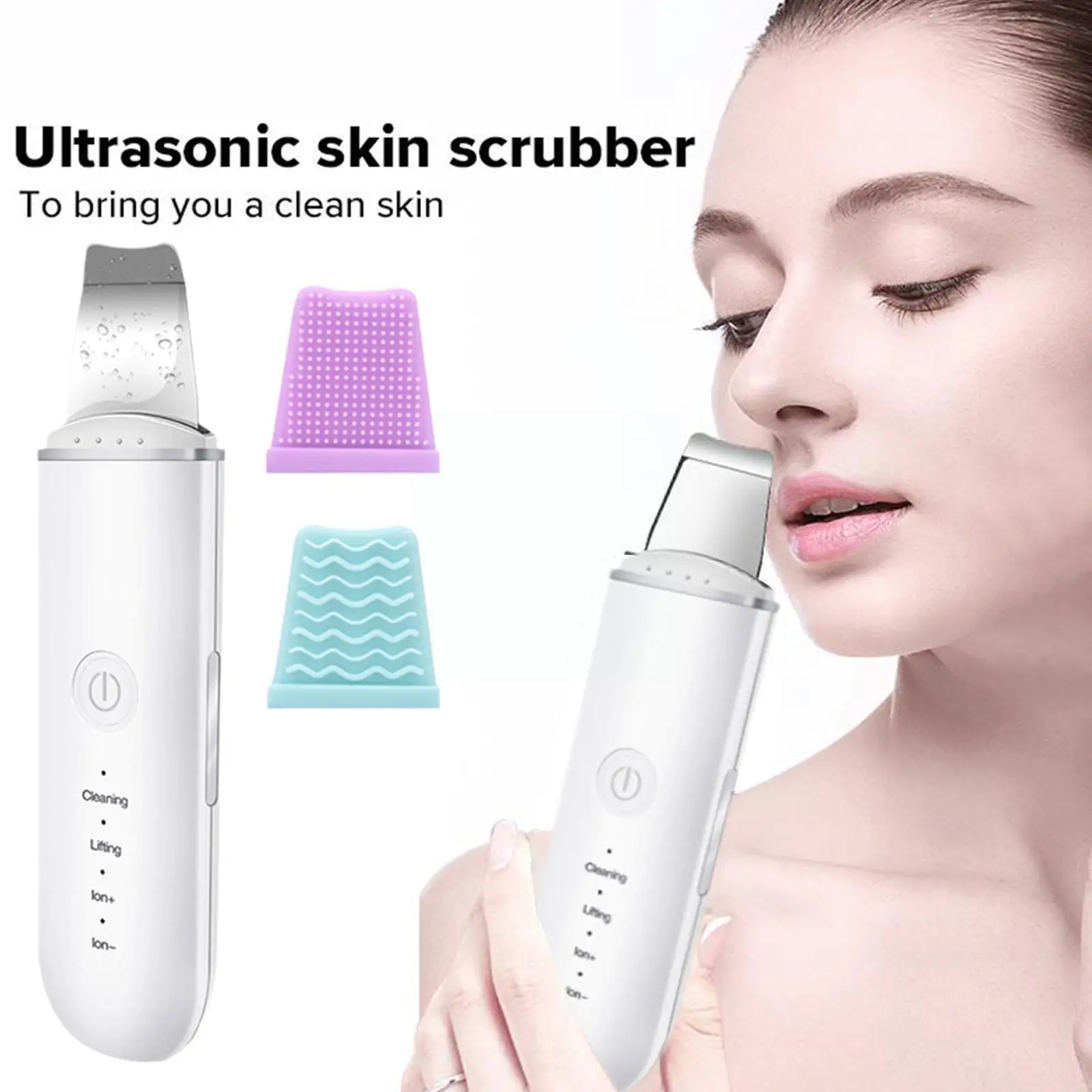 

Ультразвуковой скребок для кожи, вибрирующий шпатель для лица, скребок для черных точек, скребок для очистки лица, съемник для лифтинга лица...