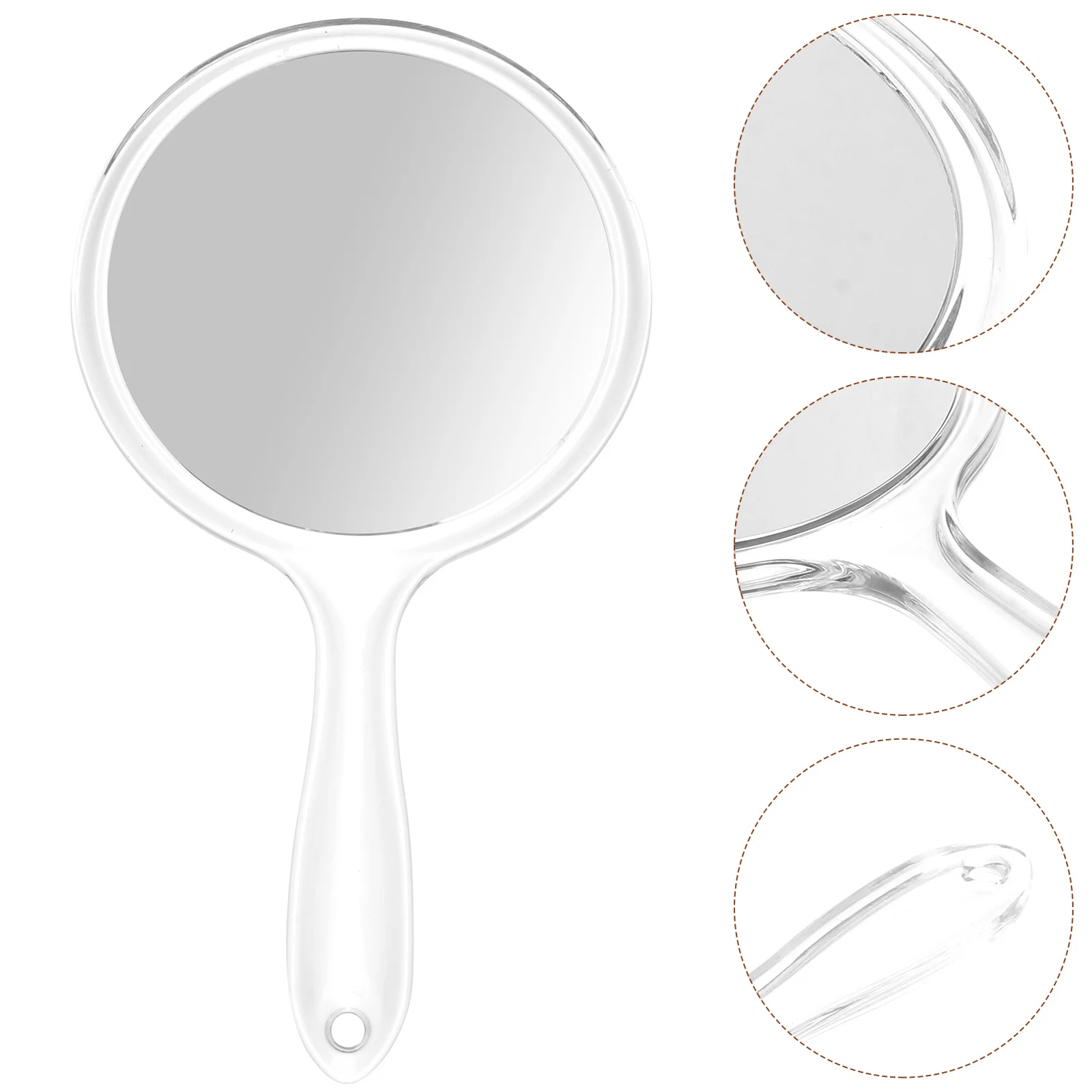 

Mirror Hand Handheld Makeup Mirrors Travel Shape Held Handle Transparent Sided Double Rounded Beauty Accessories Tabletop