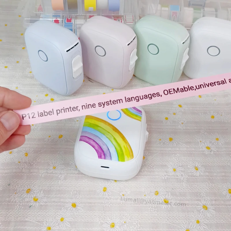 

Home Label Printer P12 Continuous Paper Thermal Label Machine Self-adhesive Portable Handheld Mini Printer