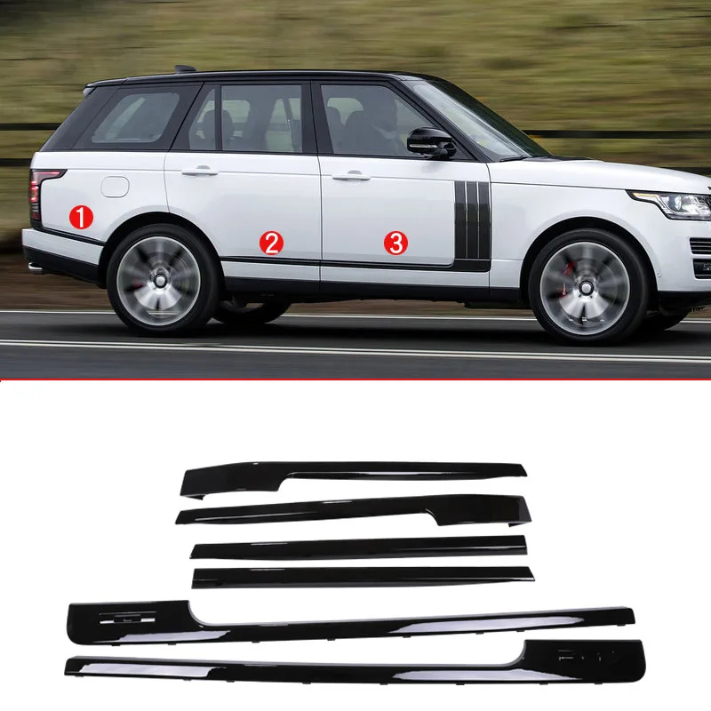 

Новинка! ABS глянцевые черные молдинги для кузова автомобиля полосы отделка для Land Rover Range Rover Vogue 2014-2017 набор для стайлинга автомобиля из 6 шт.
