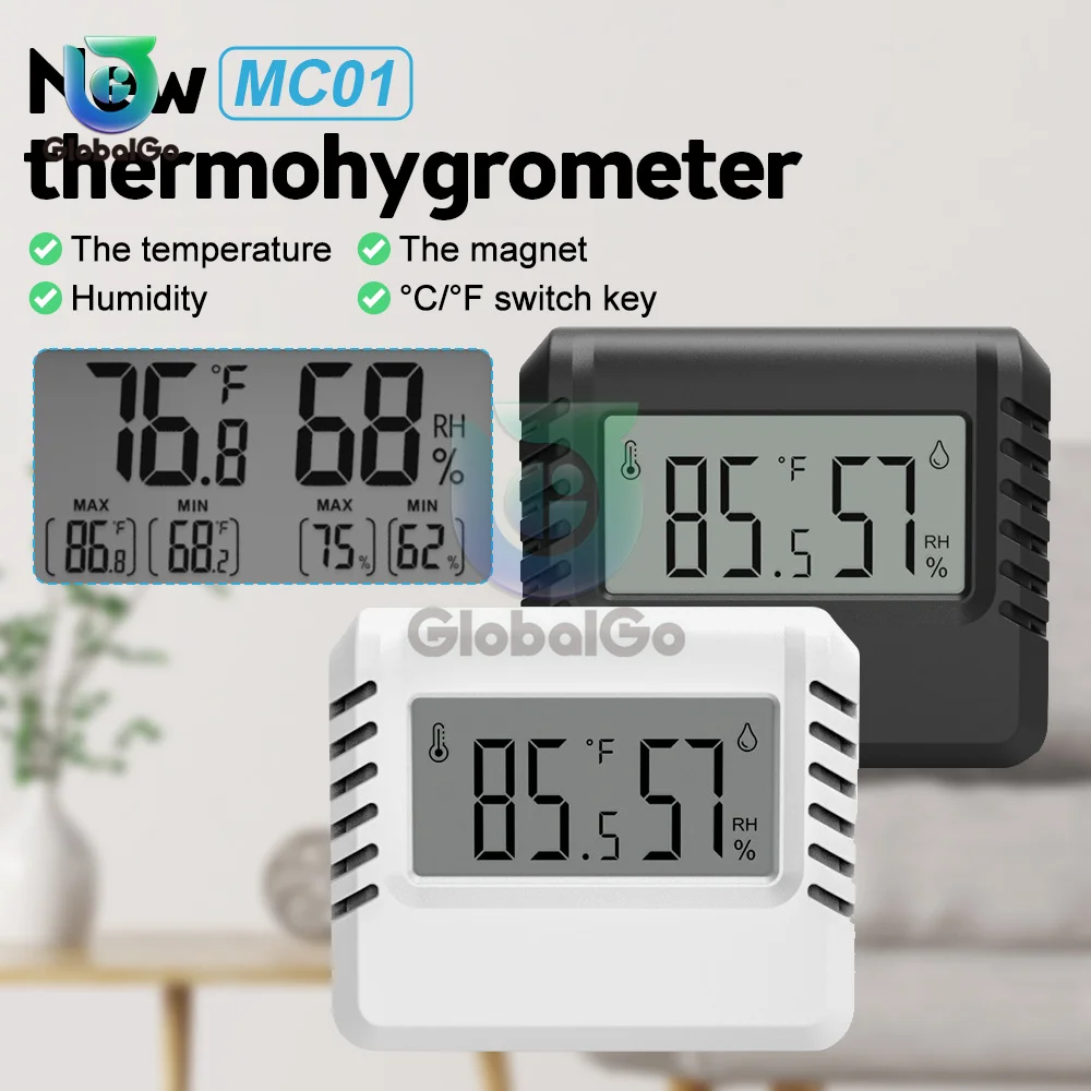 

LCD Digital Thermometer Hygrometer Indoor Room Temperature Humidity Meter Sensor Gauge Weather Station With Magnetic Suction
