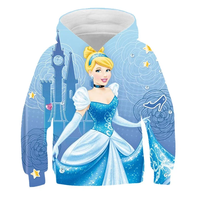

Kids Disney Belle Hoodies Clothes 2022 Spring Autumn Girls Sweatshirts Disney Cartoon Long Sleeve Hooded Tops 1-14 Years Old