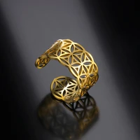 cooltime geometric religion open life of flower rings stainless steel rings for women jewlery gift 2022 new
