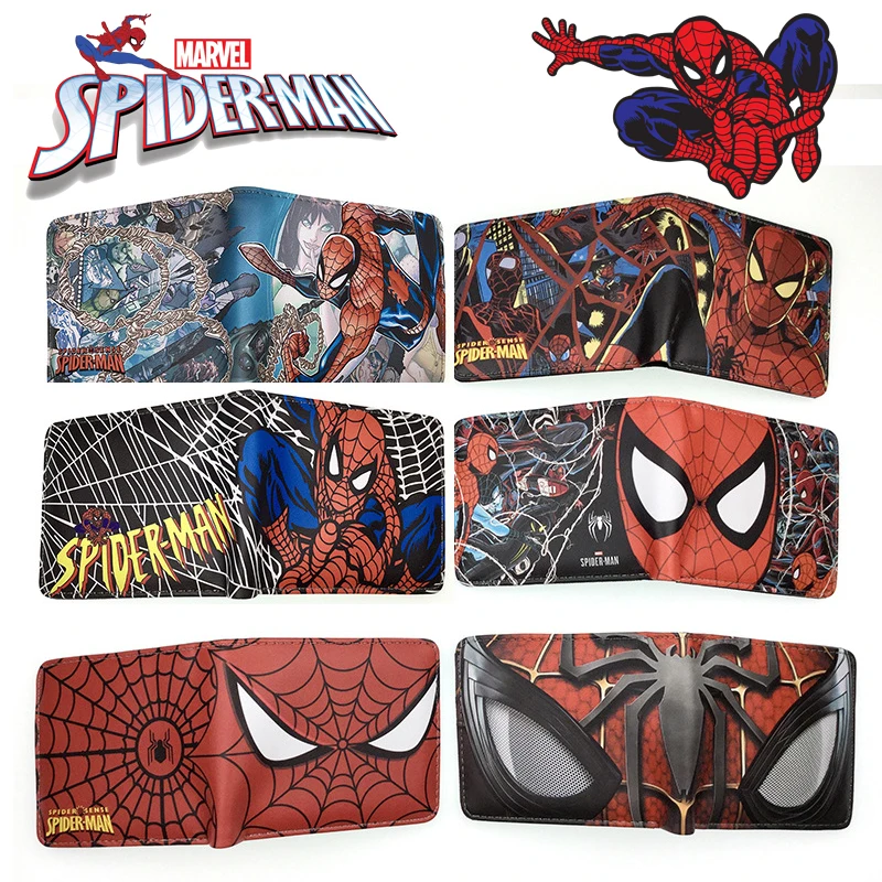 

Spiderman Short Wallet PU Leather Men Coin Purse Cartoon Anime Folding Wallet Women Portable Card Holder Wallets