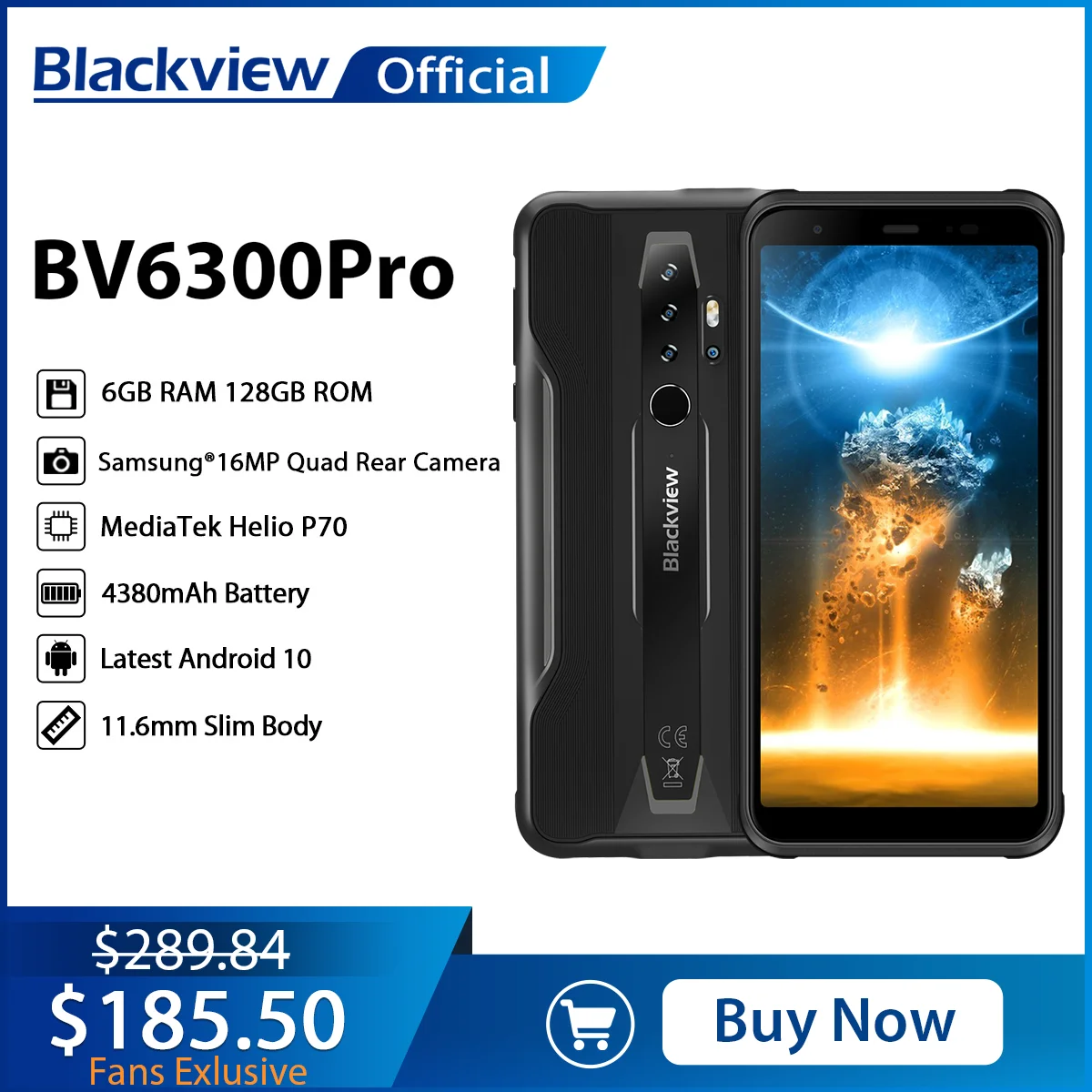 BLACKVIEW BV6300 Pro Helio P70 6GB+128GB Smartphone 4380mAh Android 10 Mobile Phone Quad Camere NFC IP68 Waterproof Rugged Phone