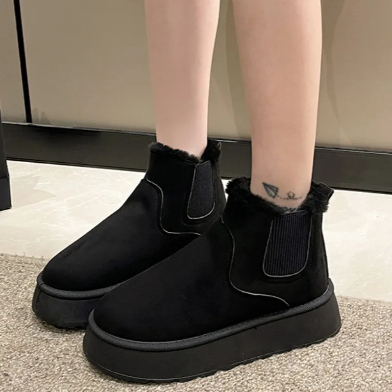 Новинка 2024 зимние женские ботинки плюшевые теплые Нескользящие кроссовки на