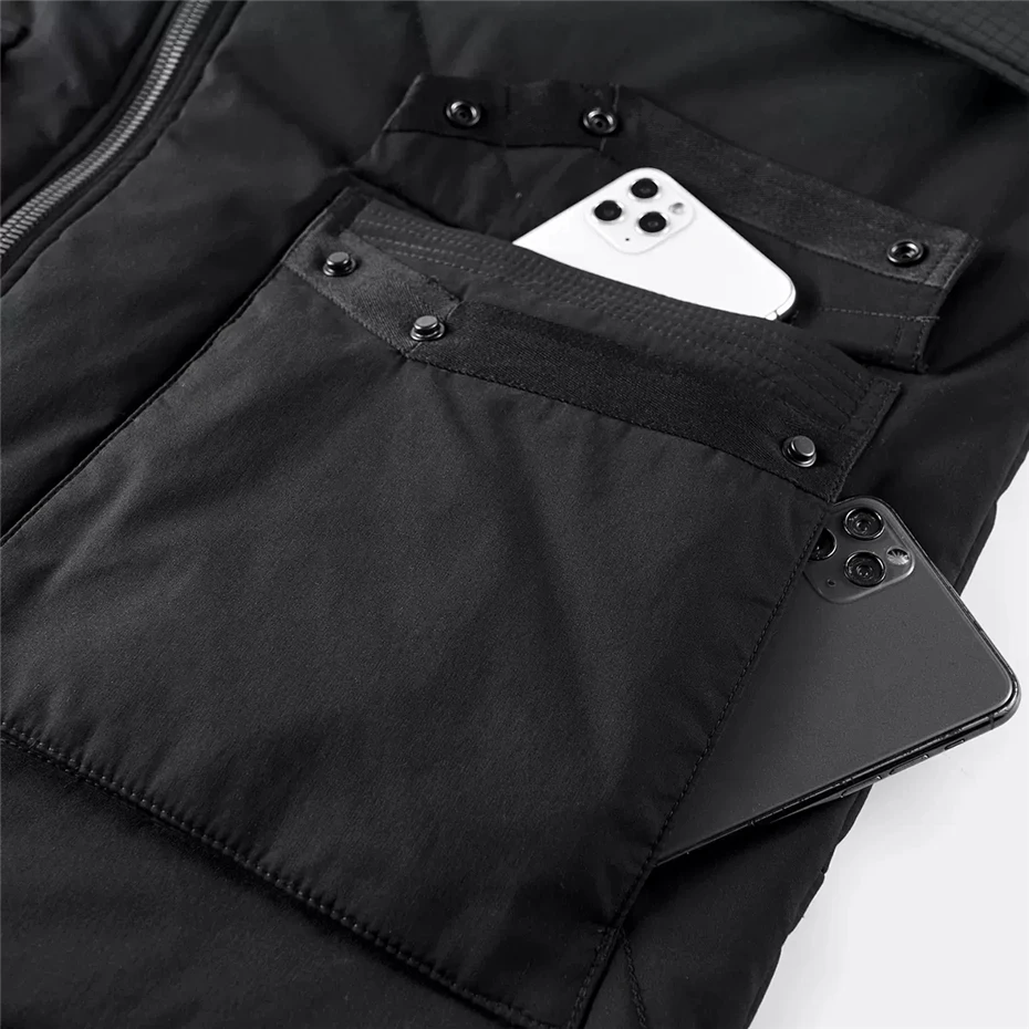 Winter Parka Men Techwear Thick Jacket Windbreaker Patchwork Design Hooded Cargo Jacket Coat Male Tactical Function Clothes