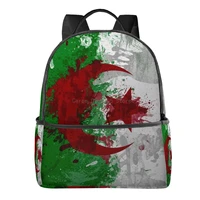 algeria flag background school bag casual travel backpack for hiking camping
