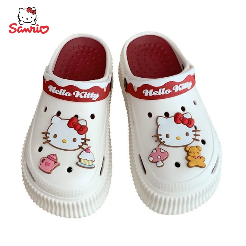

Сандалии и тапочки Hello Kitty Kuromi Cinnamoroll Sanrio Аниме периферийные милые Мультяшные сандалии и шлепанцы оригинальная обувь с дырками оптовая продажа