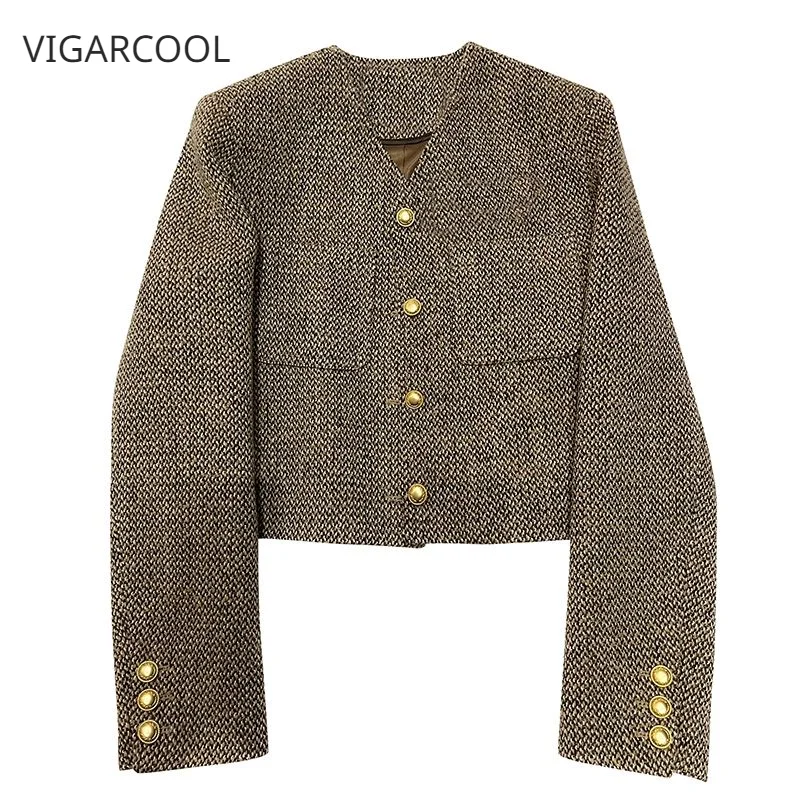 

Короткий шерстяной кардиган цвета хаки в британском стиле для ранней осени