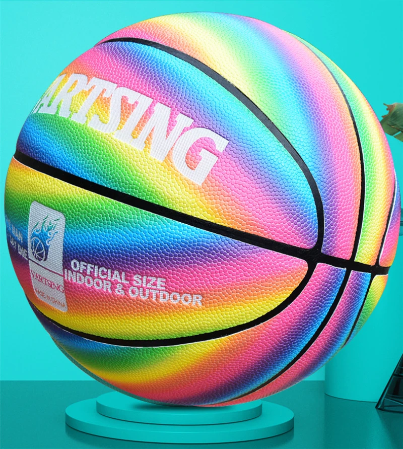 VARTSING Rainbow Starry Sky Basketball Soft Leather PU Wear Resistant Indoor Outdoor Basketball Match Training Ball Size 6/7
