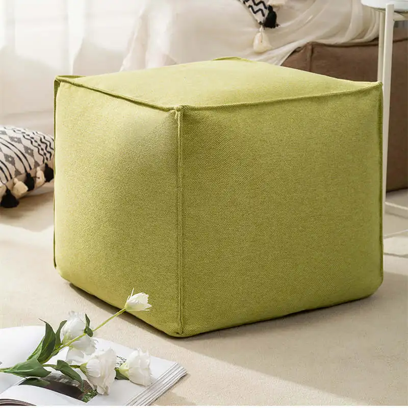 

Beanbag Sofa Cover Solid Ottoman Footrest Cover For Bean Bag Chair Cotton Linen Japan Tatami Foot Stool Small Square Seat Pouf