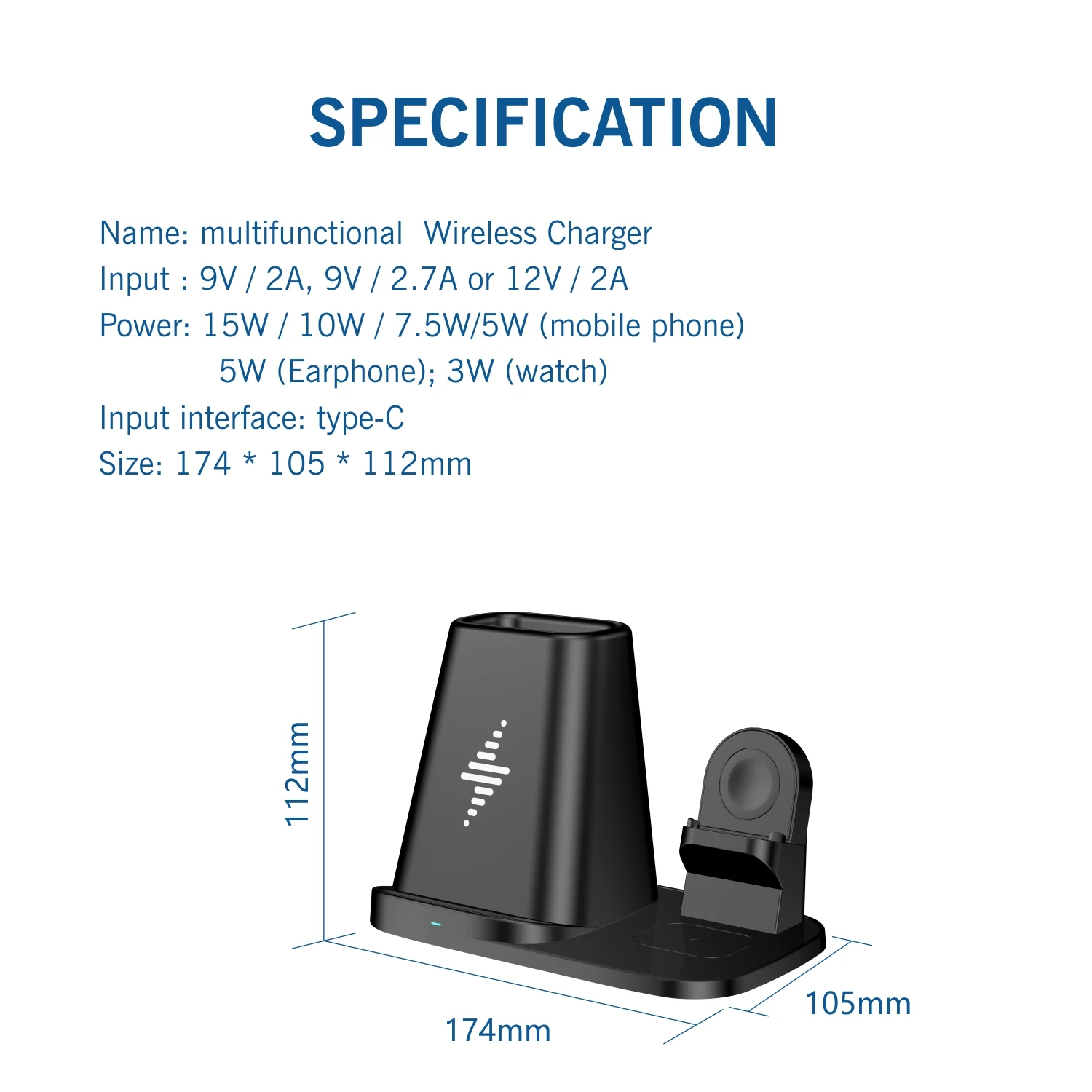 3 in 1 induction wireless chargers fast charging station for iphone 13 12 11 mini pro max apple watch samsung wireless charger free global shipping