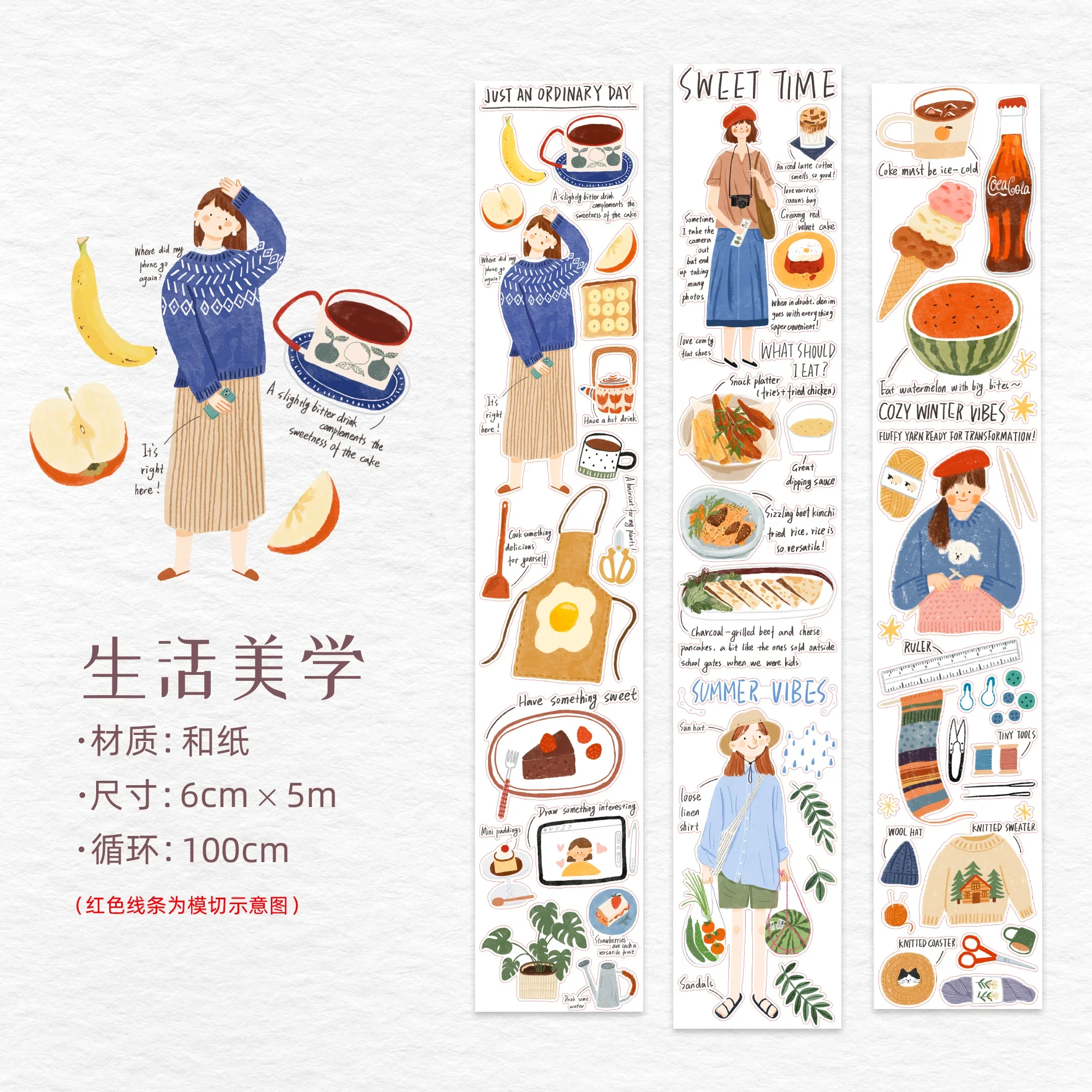 

Лента WT Washi Pet, Life Aesthetics, Snack Talk, Small Food English Ins Wind Высечка