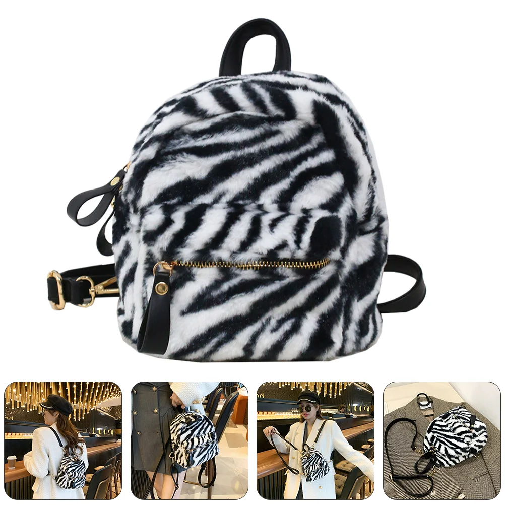 

1pc Plush Mini Backpack Travel Bag Shoulder Storage Backpack for Women Girls