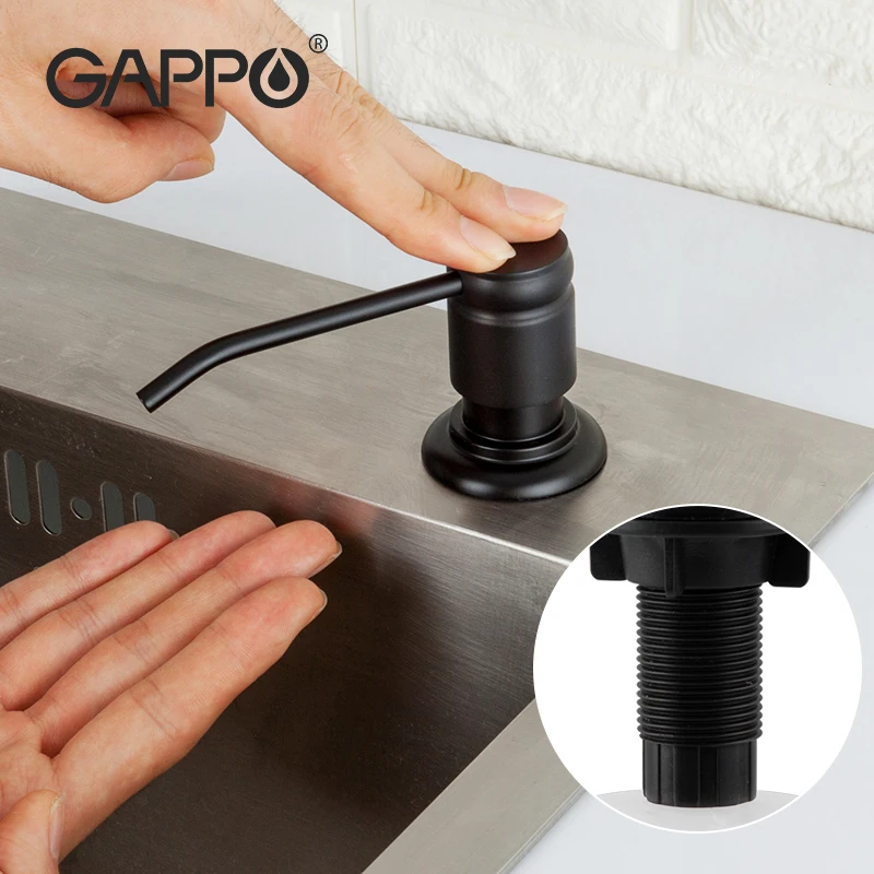 

Gappo Deck Mounted Kitchen Sink Soap Dispensers Black Plastic Head Hand Press Liquid Soap Dispenser Bathroom Accessories