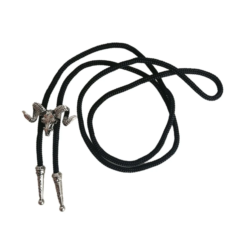 

Bolo Tie for Men Western Cowboy Style Necktie with Alloy Goat Head Buckle Gentleman Halloween Costume Accessories