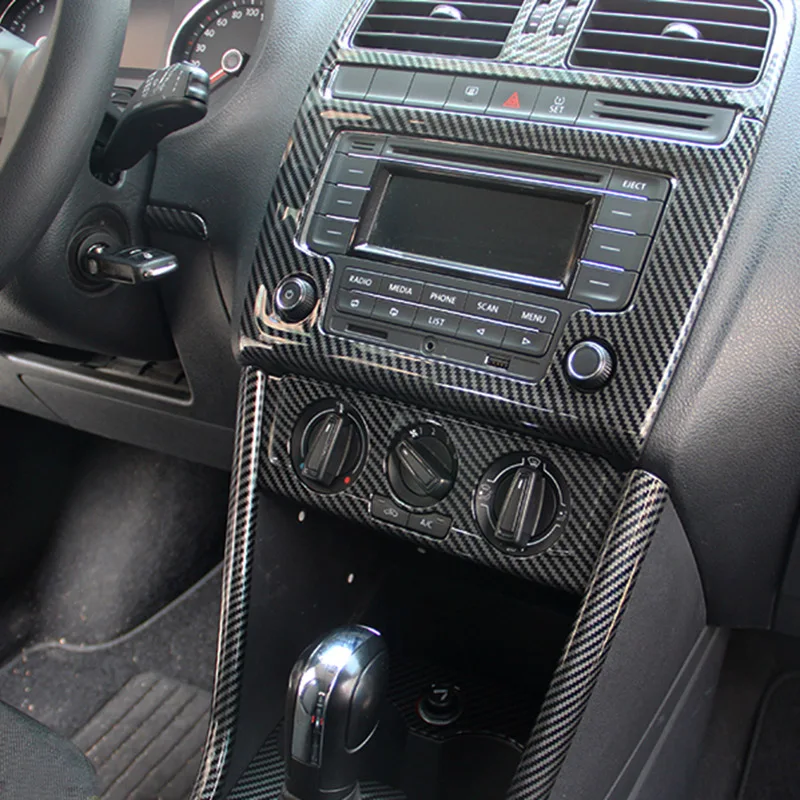 

Carbon Pattern for Polo 2011-2018 Central Control Gear Shift Panel Air Conditioner Outlet Cup Decorative Frame