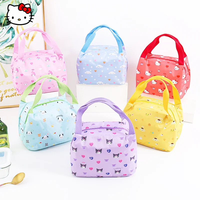 

Sanrio Kawaii Hellokitty изолированная сумка для ланча My Melody Cinnamoroll Милая Водонепроницаемая мультяшная Изолированная квадратная сумка для пикника Сумка для ланча