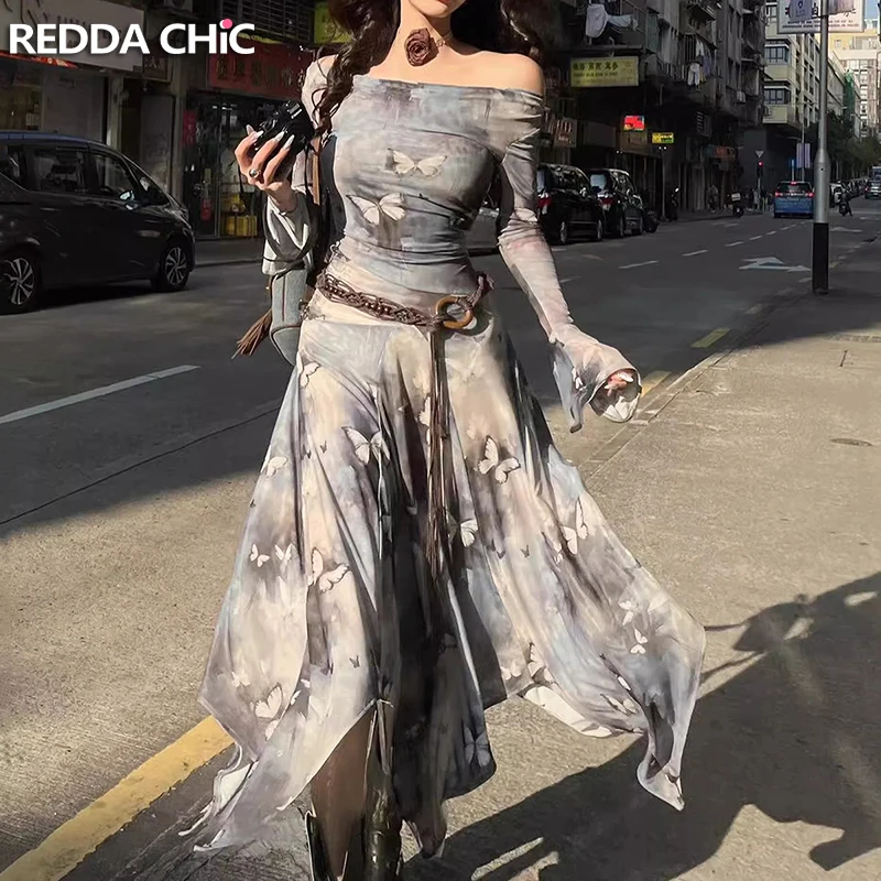 Женское длинное Сетчатое платье стрейч REDDACHiC волшебное с бабочкой в стиле ретро