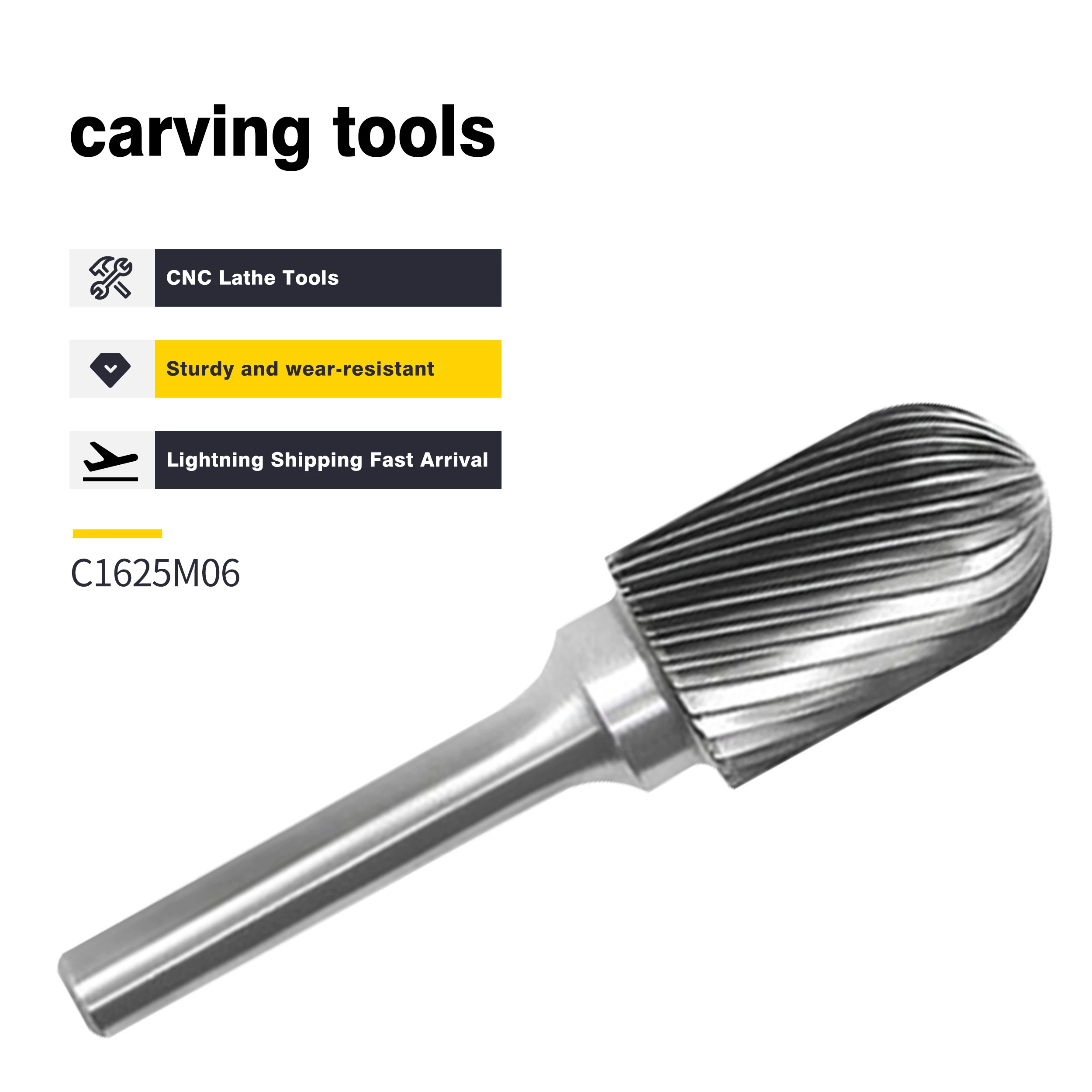 

1PCS C-type Carbide Rotary File C0820/1020M06 CX1225/1625M06 Cylindrical Spherical Tungsten Steels Grinding Head Engraving Tools