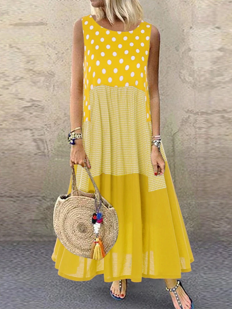 Женское платье-рубашка Макси из хлопка и льна ROKIGGO