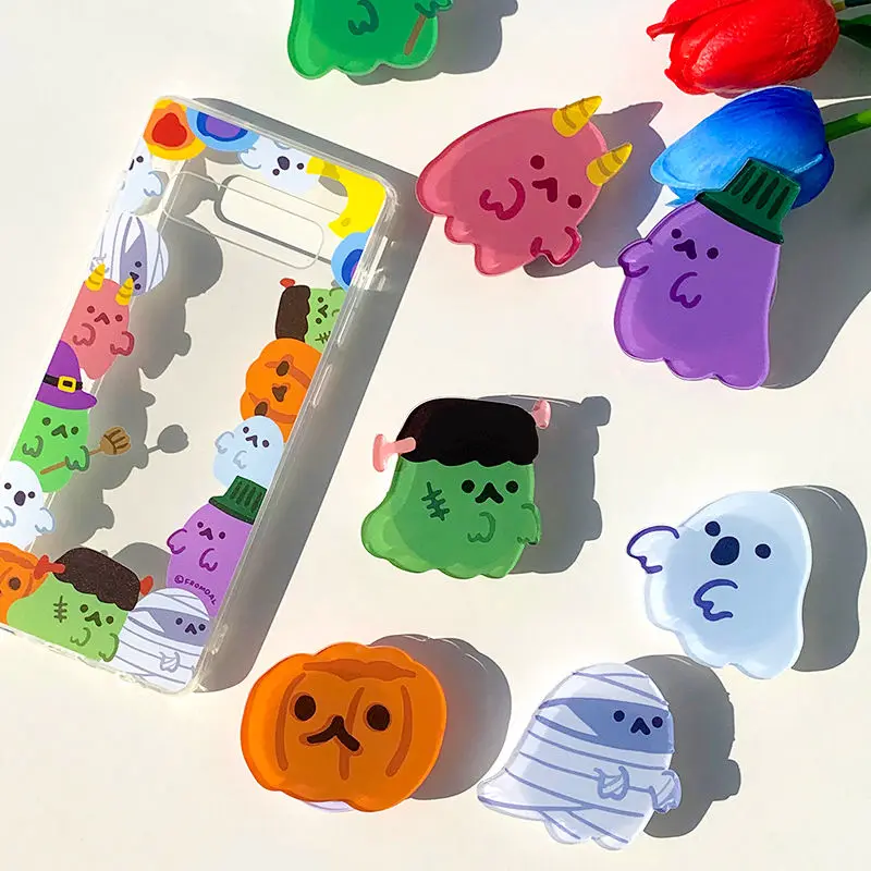 

Ins Fun Ghost Creative Mobile Phone Telescopic Drop Glue Bracket Cute Anti-fall Female Holder for Iphone Huawei Xiaomi Samsung